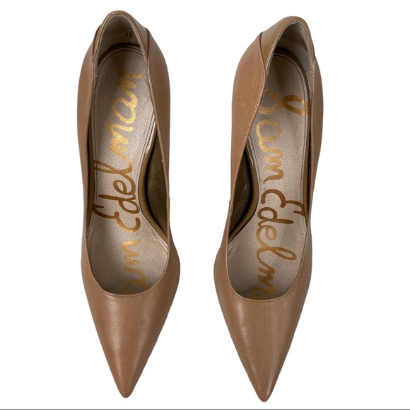 Sam Edelman Beige Pointed Toe Heel Soft Leather - Women’s Size 10 - 4 Inch Heel - Picture 4 of 11